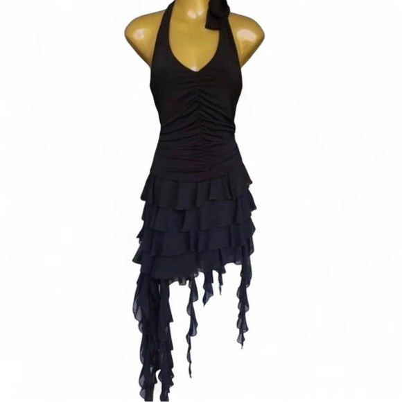 Cache Dresses & Skirts - Cache Black Layered Ruffle Asymmetric Dress